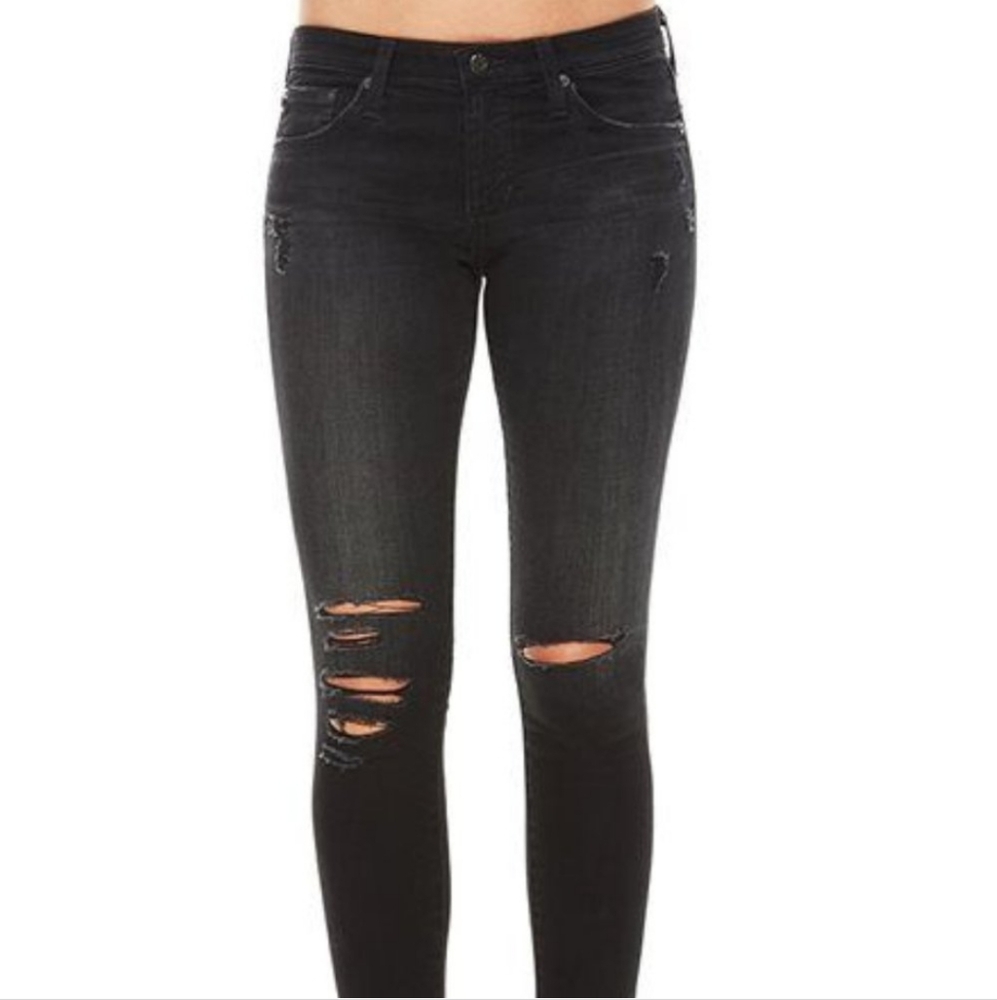 AG Legging Skinny Ankle, Twilight Black Destroyed Women's size 28R